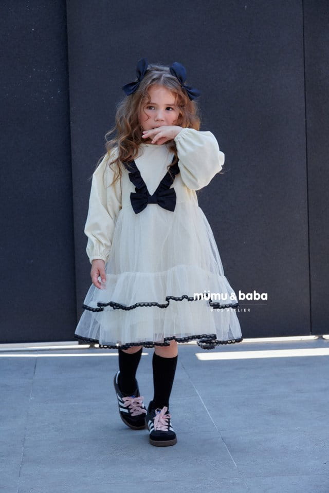 Mumunbaba - Korean Children Fashion - #kidzfashiontrend - Hepburn Ribbon One-piece - 12