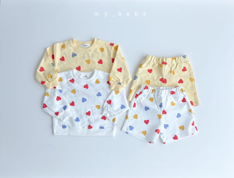 My Bebe - Korean Children Fashion - #kidzfashiontrend - Heart Shorts Set - 3