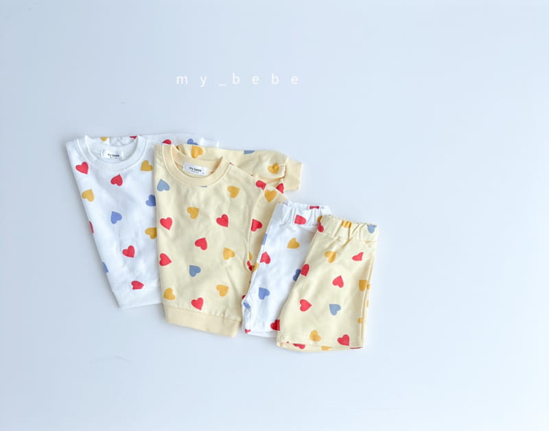 My Bebe - Korean Children Fashion - #littlefashionista - Heart Shorts Set - 5