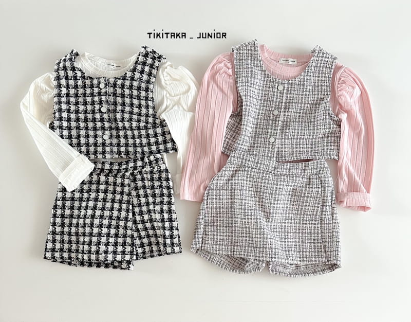 My Bebe - Korean Junior Fashion - #kidsshorts - Twid Top Bottom Set - 3