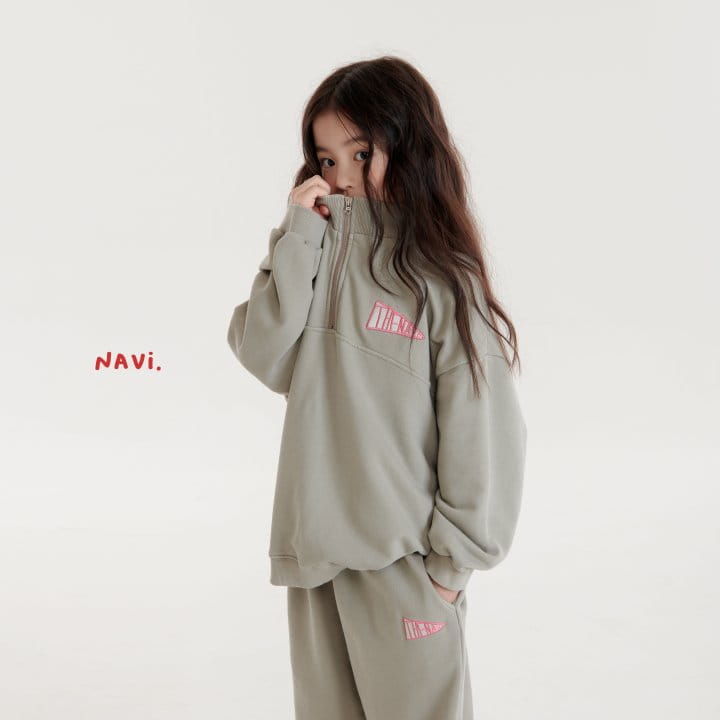 Navi - Korean Children Fashion - #childrensboutique - Plag Half Zip-up