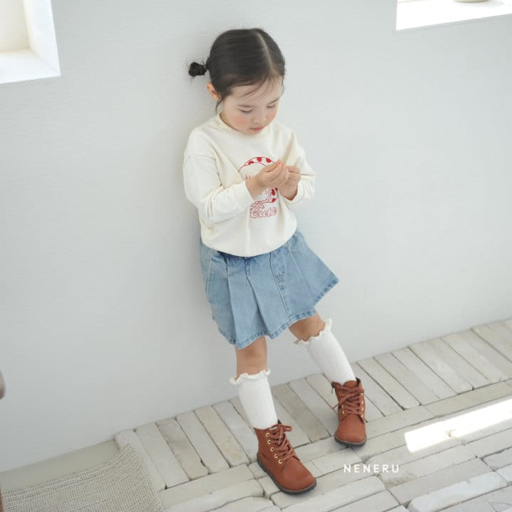 Neneru - Korean Children Fashion - #childrensboutique - Denim Wrinkle Skirt Pants - 5