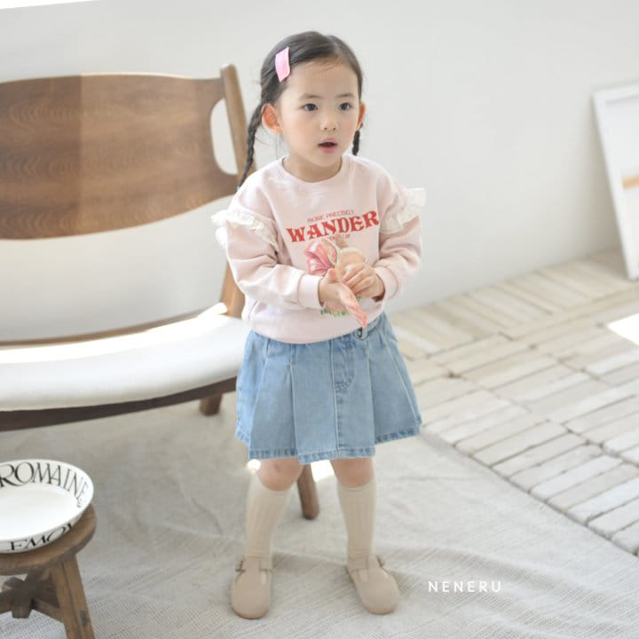 Neneru - Korean Children Fashion - #todddlerfashion - Denim Wrinkle Skirt Pants