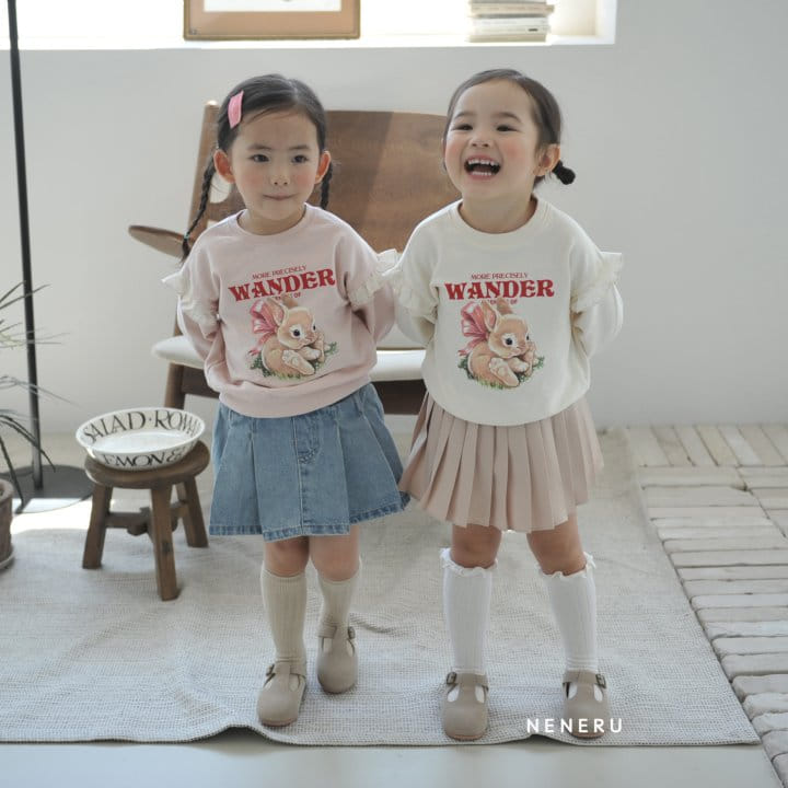 Neneru - Korean Children Fashion - #toddlerclothing - Denim Wrinkle Skirt Pants - 2