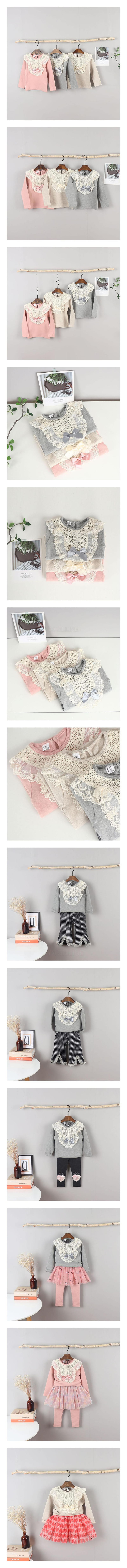 New Pierrot - Korean Children Fashion - #magicofchildhood - Fraise Span Lace Motive Tee