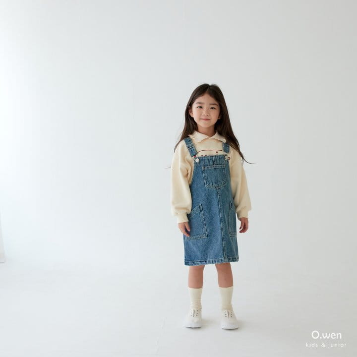 O Wen - Korean Children Fashion - #fashionkids - Denim Pocket Dungarees - 3