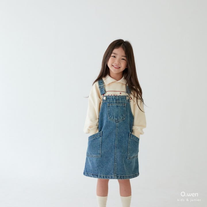 O Wen - Korean Children Fashion - #fashionkids - Denim Pocket Dungarees - 4