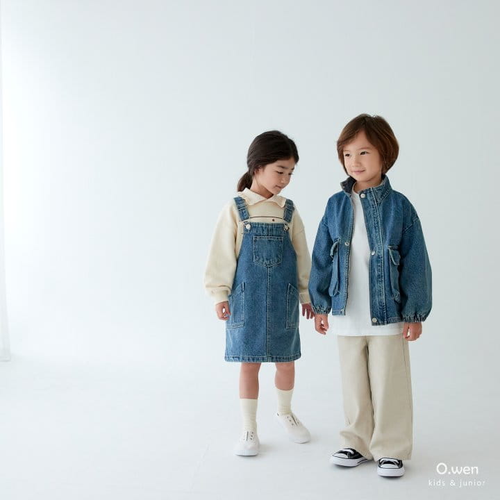 O Wen - Korean Children Fashion - #kidsstore - Denim Pocket Jumper - 8