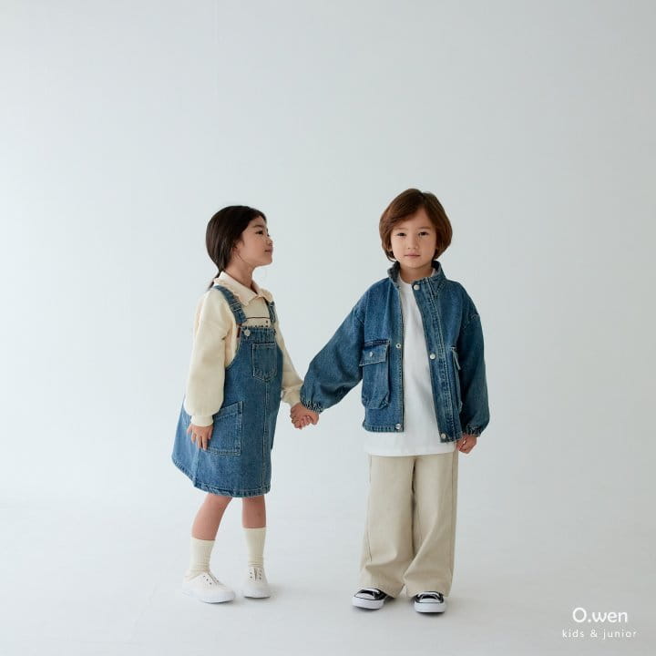 O Wen - Korean Children Fashion - #kidsstore - Denim Pocket Dungarees - 5