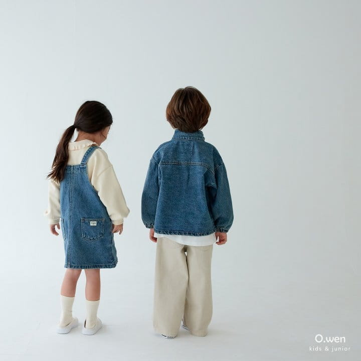 O Wen - Korean Children Fashion - #kidzfashiontrend - Denim Pocket Dungarees - 6