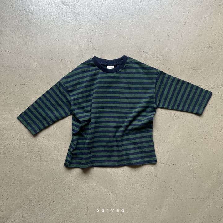 Oatmeal - Korean Children Fashion - #kidsshorts - Frol Stripes Round Tee - 2