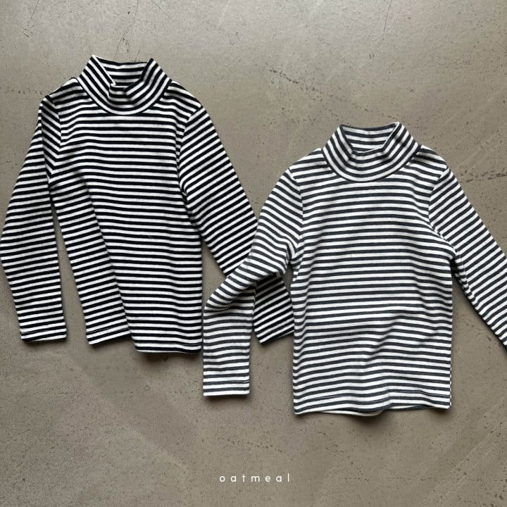 Oatmeal - Korean Children Fashion - #kidsshorts - Popo Stripes Tee