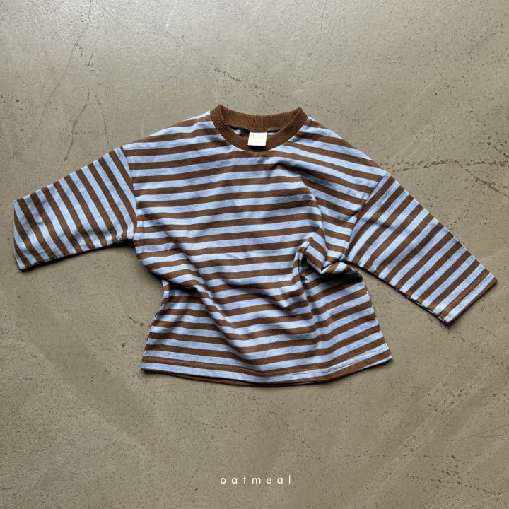 Oatmeal - Korean Children Fashion - #kidsstore - Frol Stripes Round Tee - 3