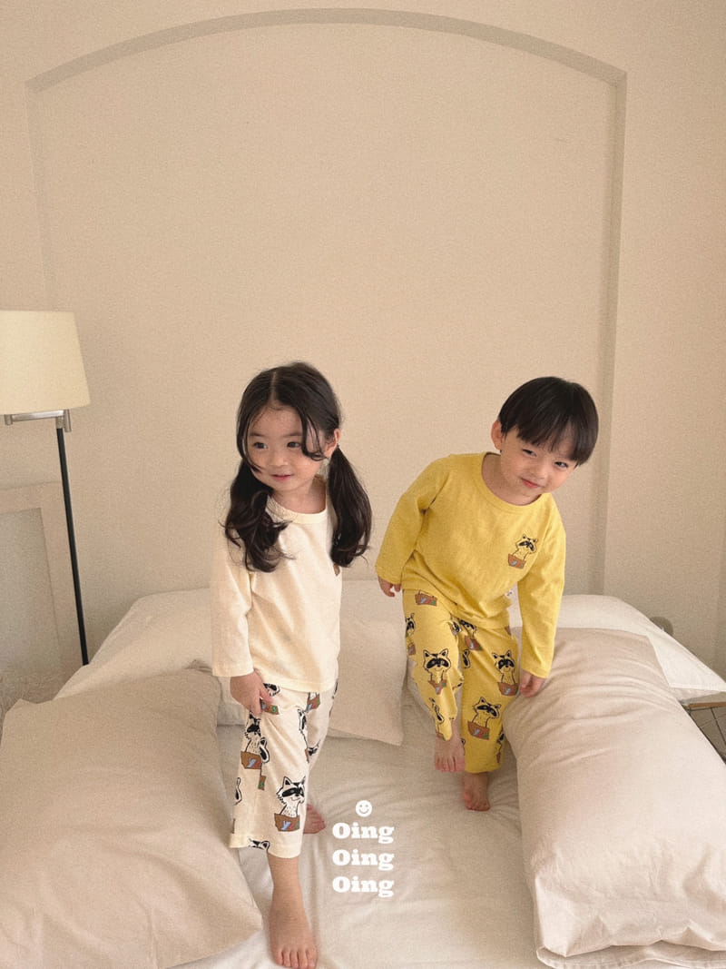 Oing - Korean Children Fashion - #childofig - Racoon Top Bottom Set - 8