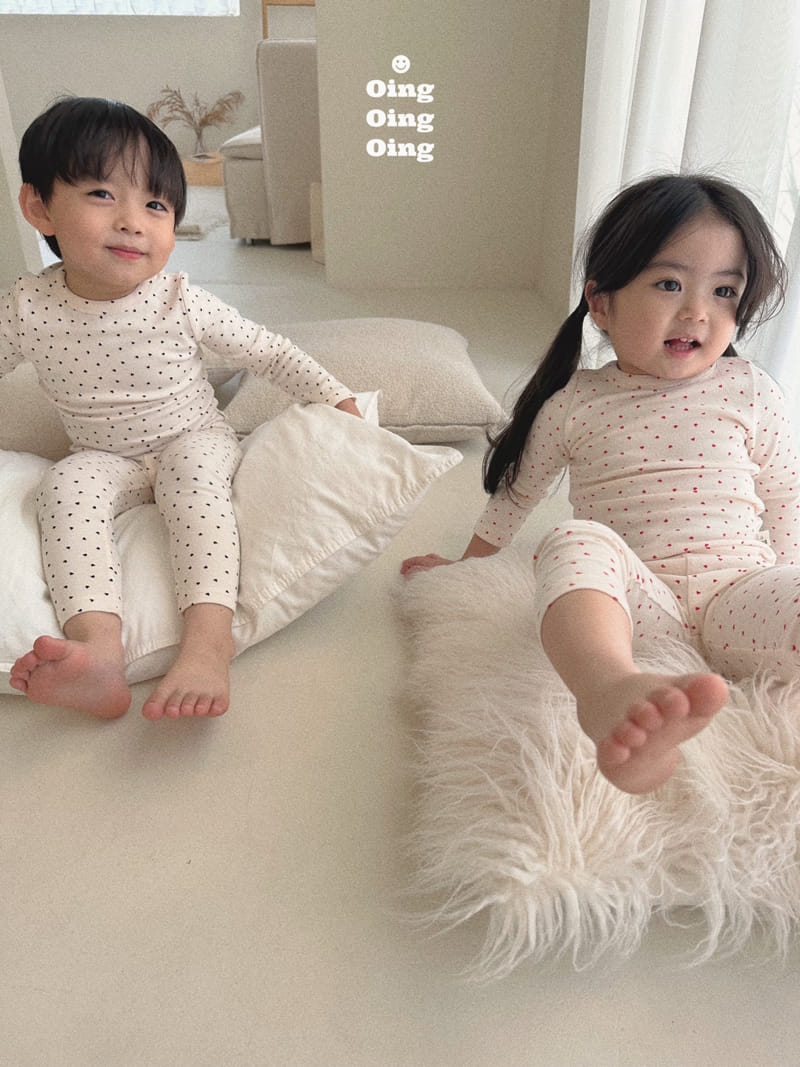 Oing - Korean Children Fashion - #designkidswear - Heart Top Bottom Set - 6