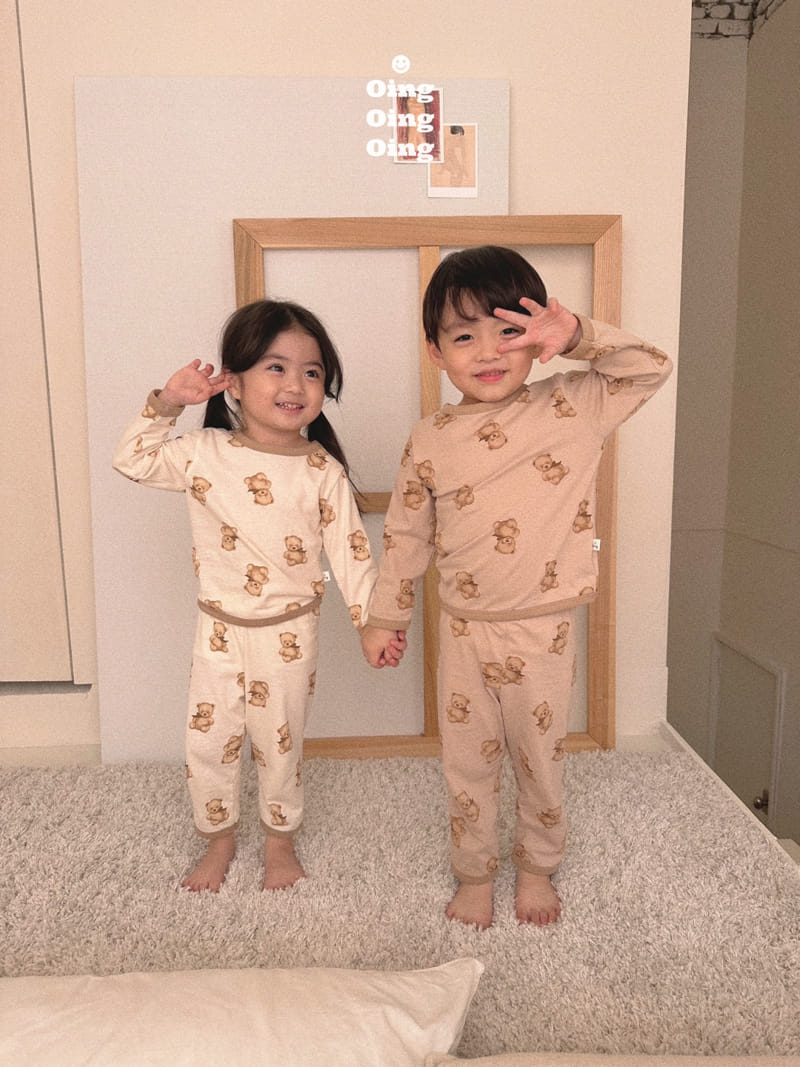 Oing - Korean Children Fashion - #designkidswear - Cozy Bear Top Bottom Set - 3