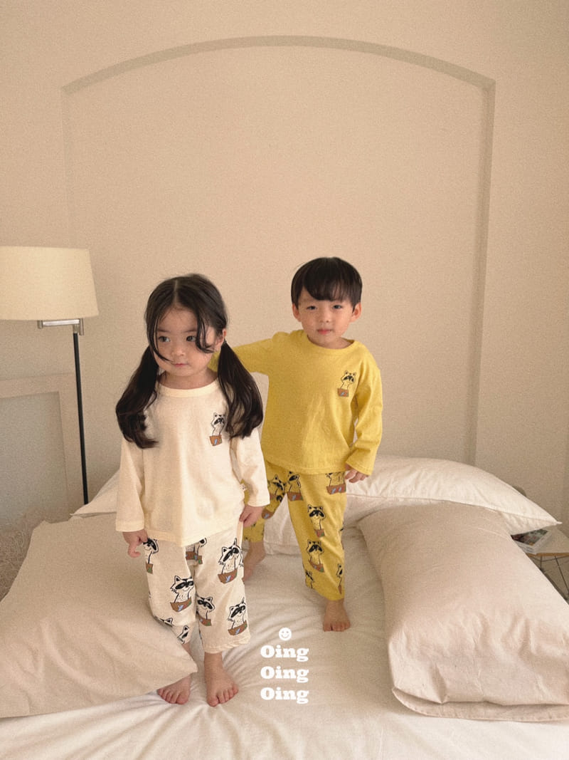 Oing - Korean Children Fashion - #discoveringself - Racoon Top Bottom Set - 11