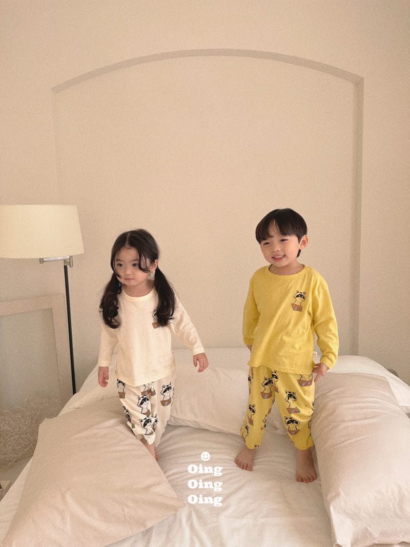 Oing - Korean Children Fashion - #littlefashionista - Racoon Top Bottom Set