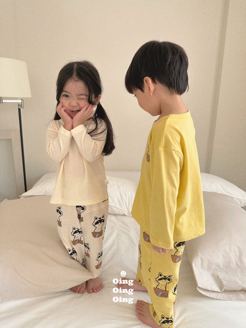 Oing - Korean Children Fashion - #magicofchildhood - Racoon Top Bottom Set - 2