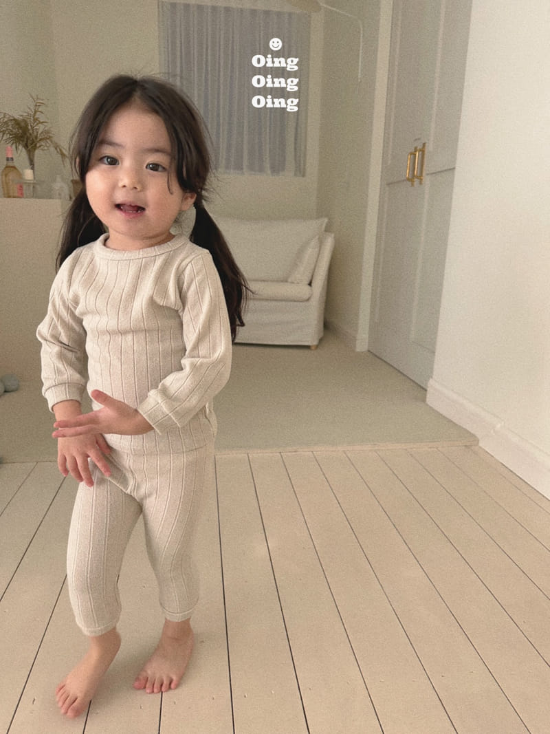 Oing - Korean Children Fashion - #magicofchildhood - Latte Rib Top Bottom Set