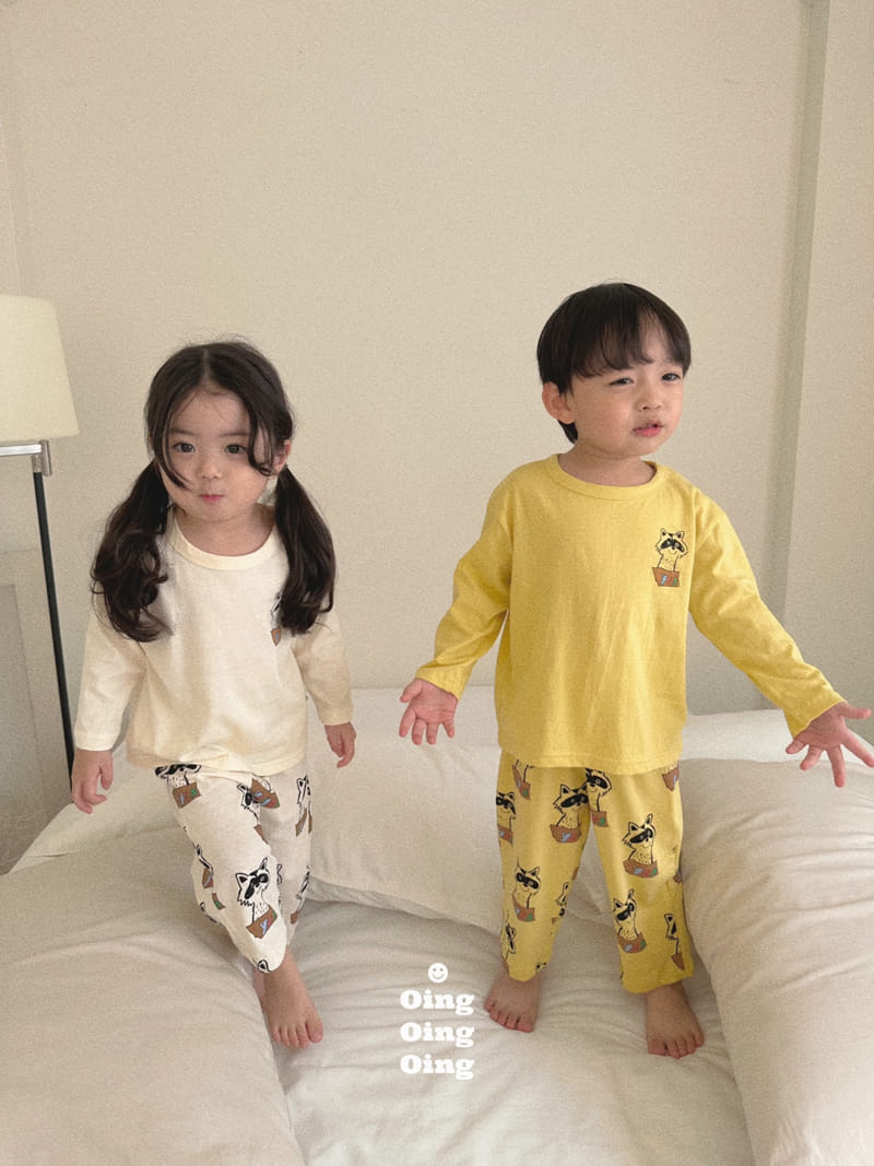 Oing - Korean Children Fashion - #minifashionista - Racoon Top Bottom Set - 3