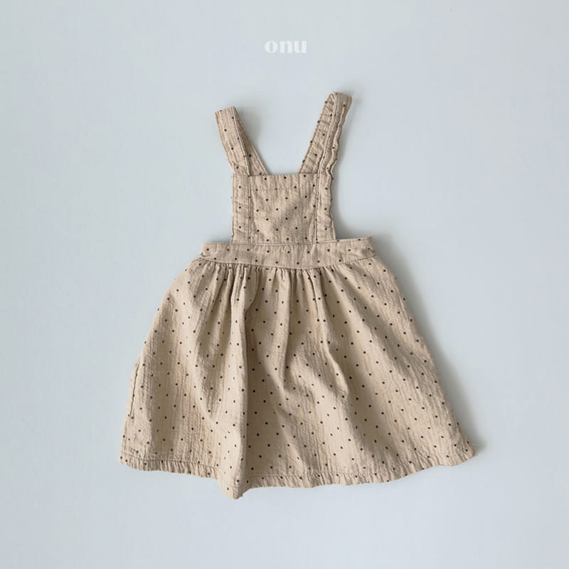 Onu - Korean Children Fashion - #Kfashion4kids - Dot Dungarees Skirt - 3