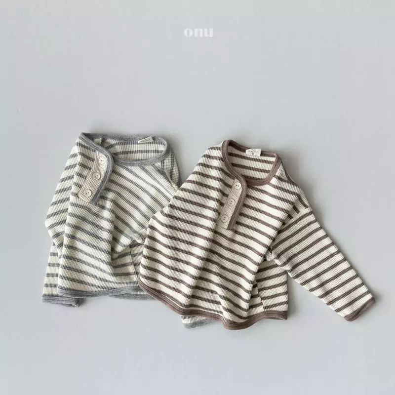 Onu - Korean Children Fashion - #Kfashion4kids - Waffle Stripes Tee - 6