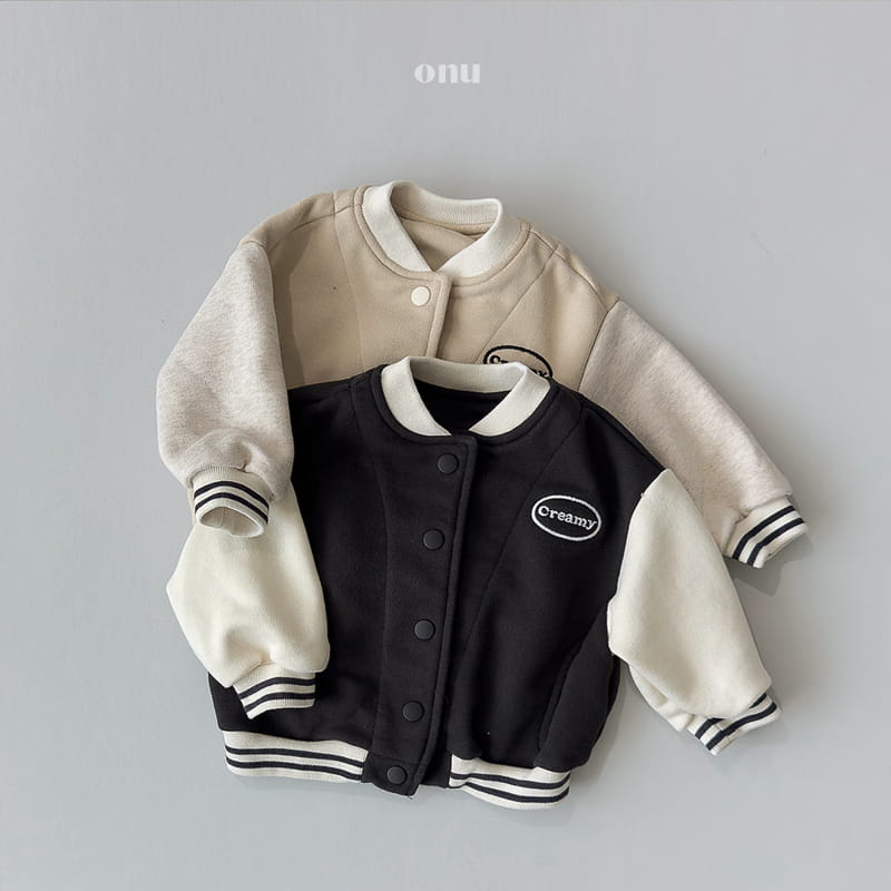 Onu - Korean Children Fashion - #childrensboutique - Creamy Baseball Jumper