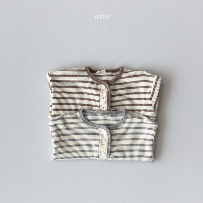 Onu - Korean Children Fashion - #fashionkids - Waffle Stripes Tee - 2