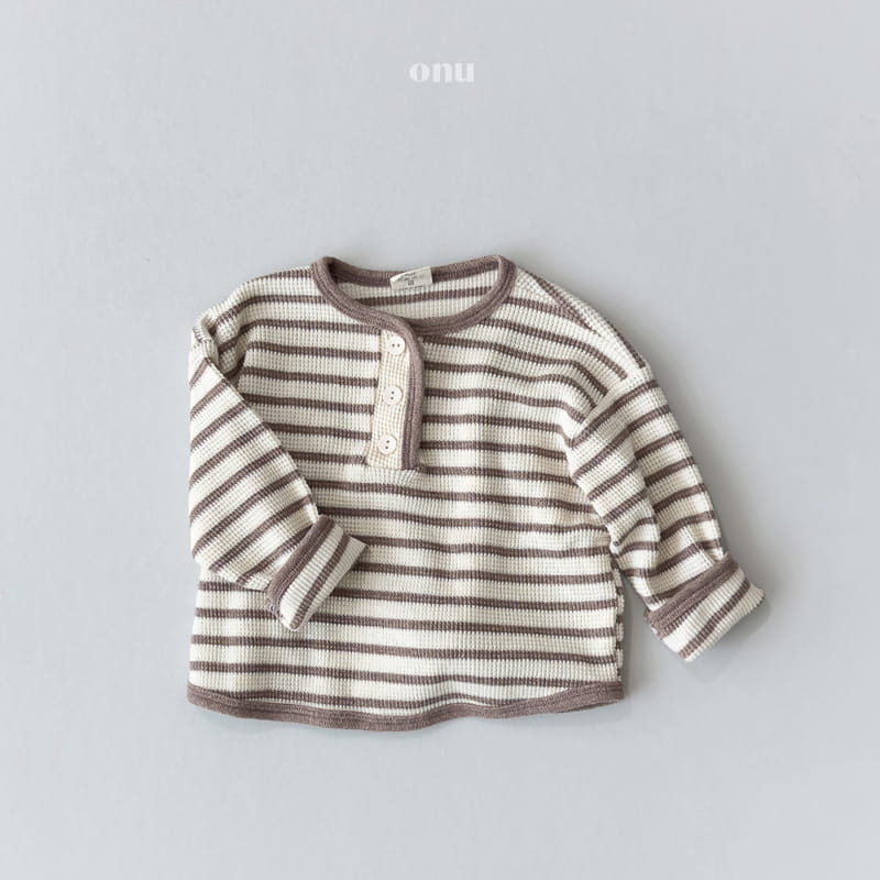 Onu - Korean Children Fashion - #kidsshorts - Waffle Stripes Tee - 3