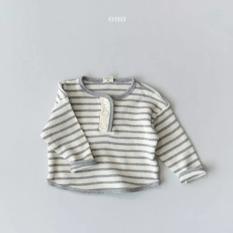 Onu - Korean Children Fashion - #kidsshorts - Waffle Stripes Tee - 4