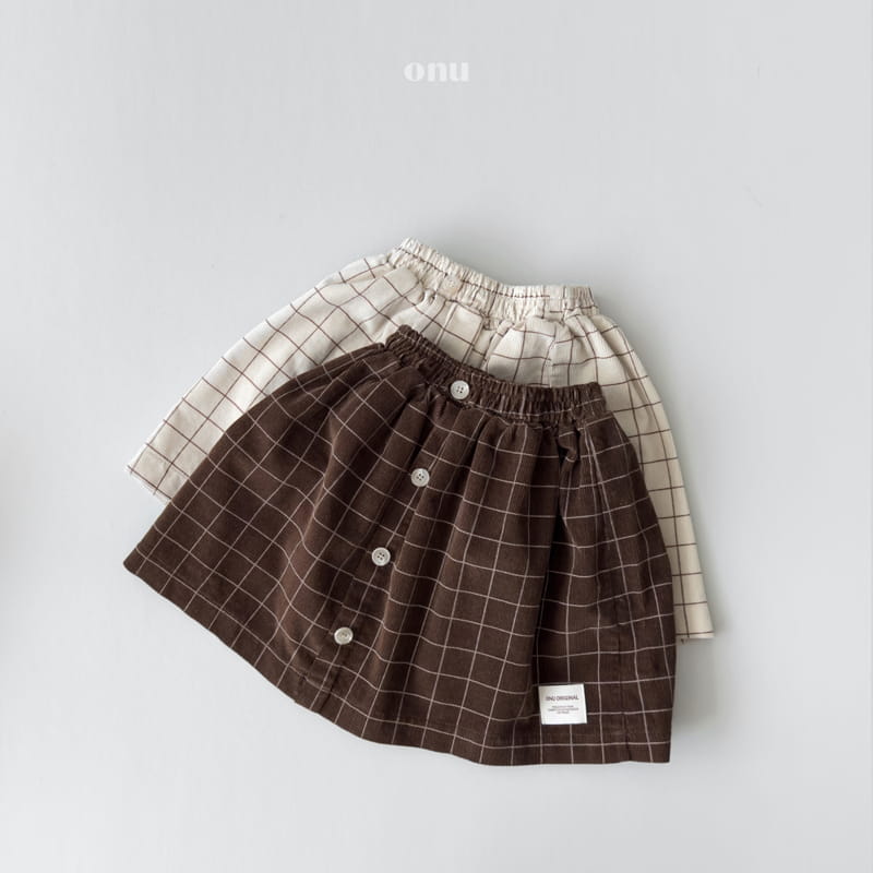 Onu - Korean Children Fashion - #kidsstore - Rib Check Skirt