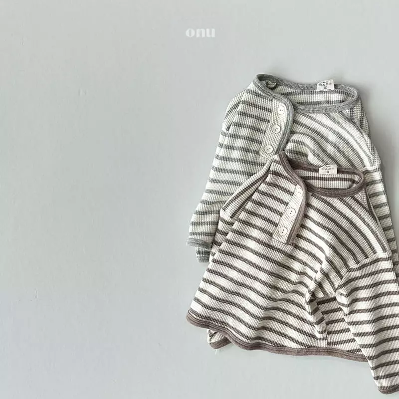 Onu - Korean Children Fashion - #kidzfashiontrend - Waffle Stripes Tee - 5