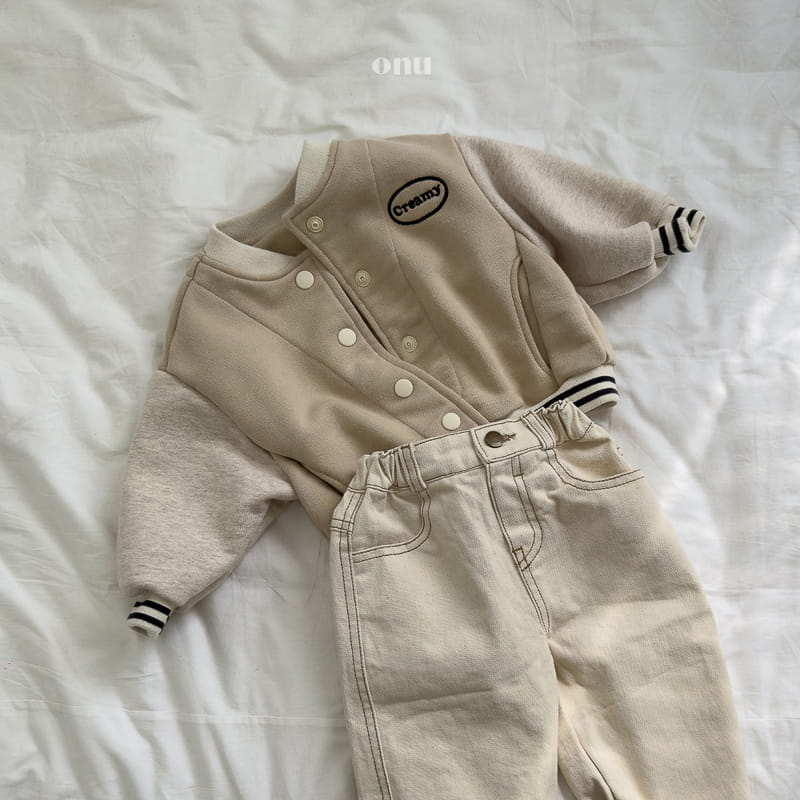 Onu - Korean Children Fashion - #littlefashionista - Creamy Baseball Jumper - 9