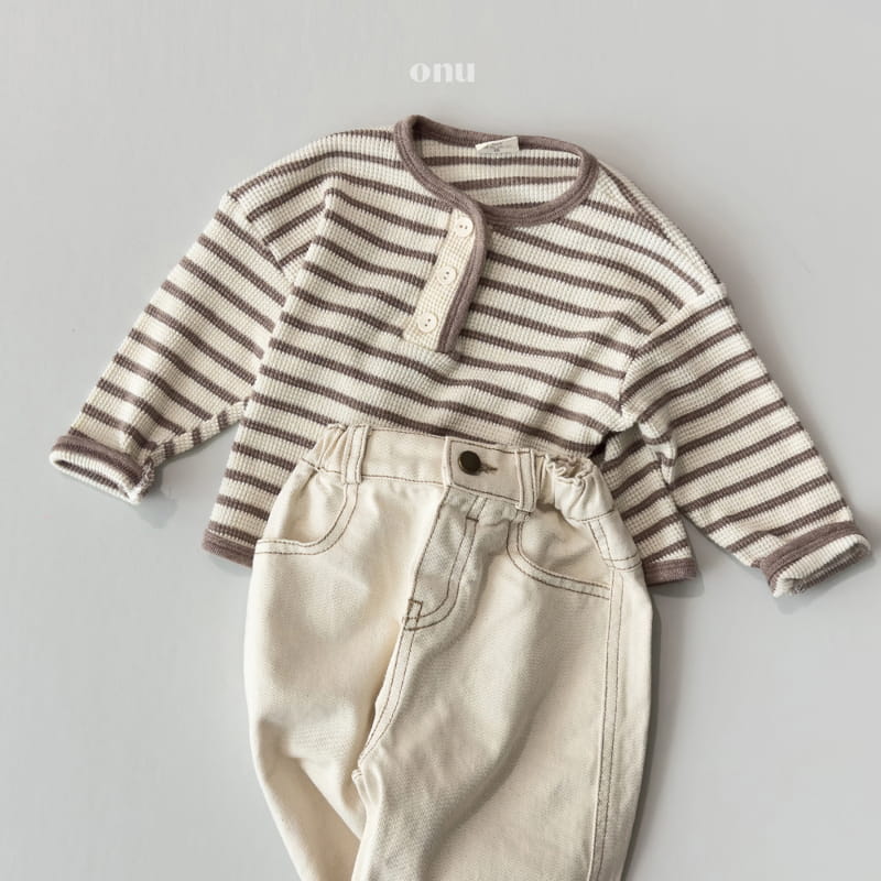 Onu - Korean Children Fashion - #minifashionista - Waffle Stripes Tee - 9