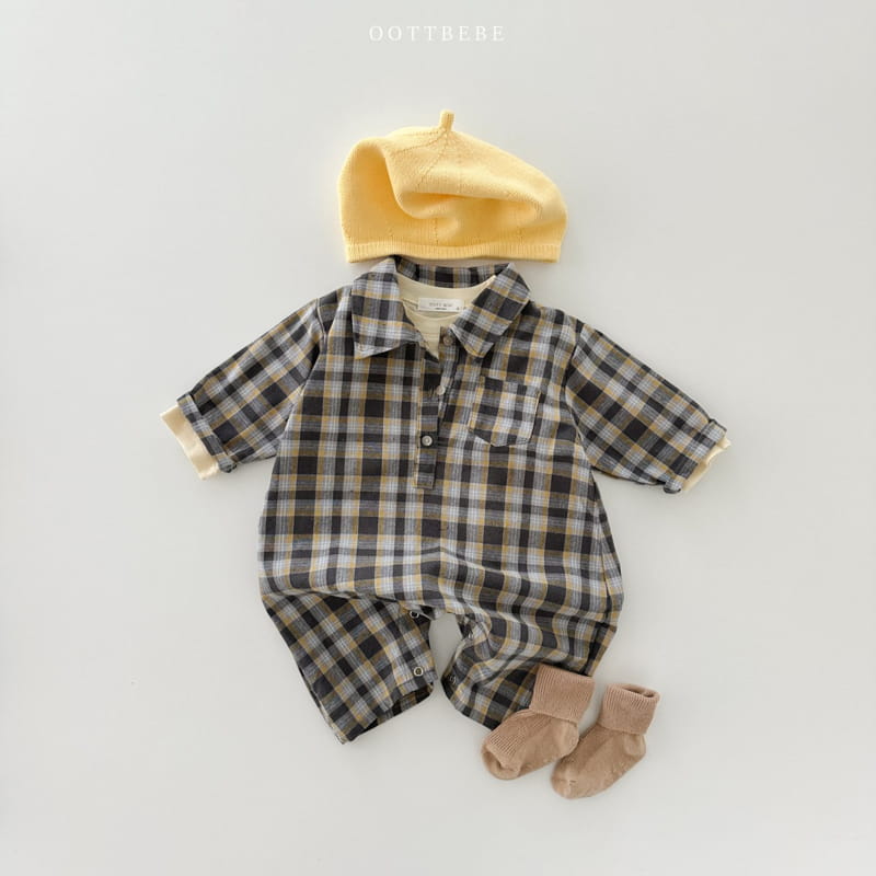 Oott Bebe - Korean Baby Fashion - #babyboutiqueclothing - Robin Check Bodysuit - 5