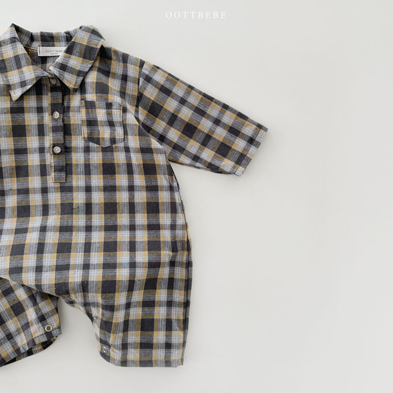 Oott Bebe - Korean Baby Fashion - #babyfever - Robin Check Bodysuit - 8