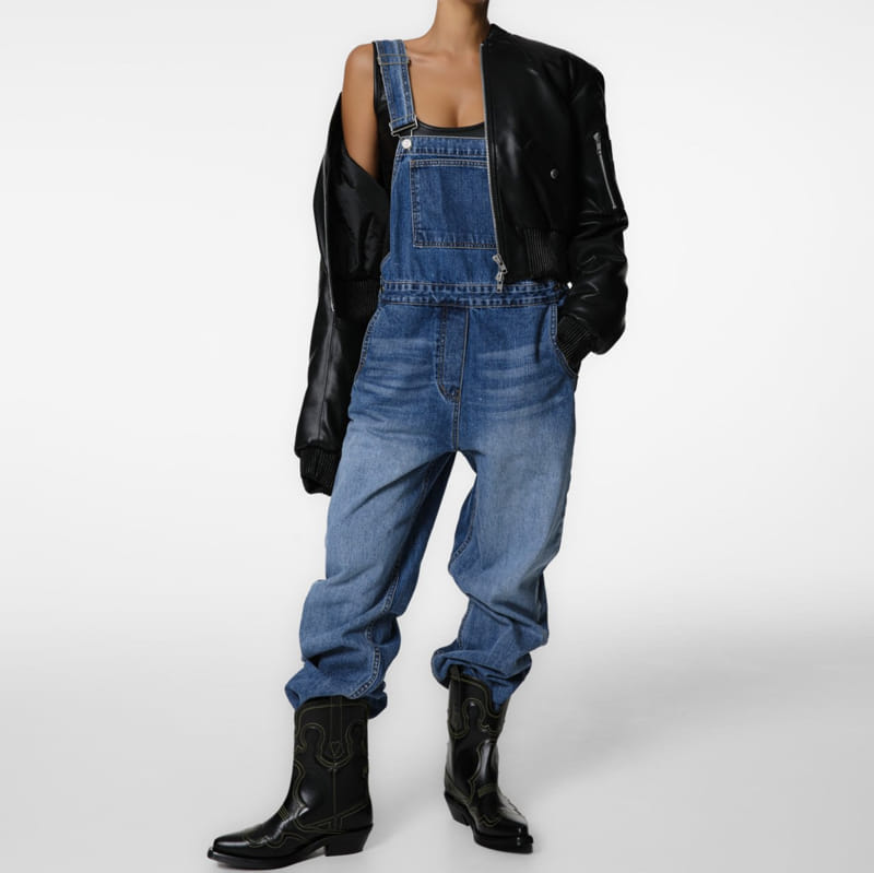 Paper Moon - Korean Women Fashion - #momslook - classic blue jeans denim overalls  - 10