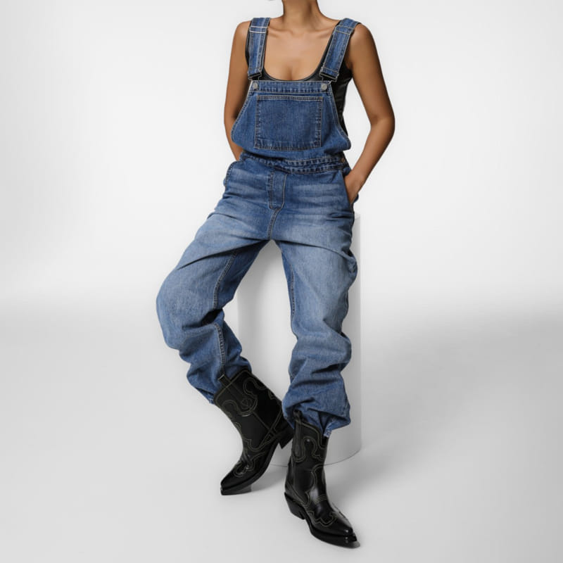 Paper Moon - Korean Women Fashion - #momslook - classic blue jeans denim overalls  - 12