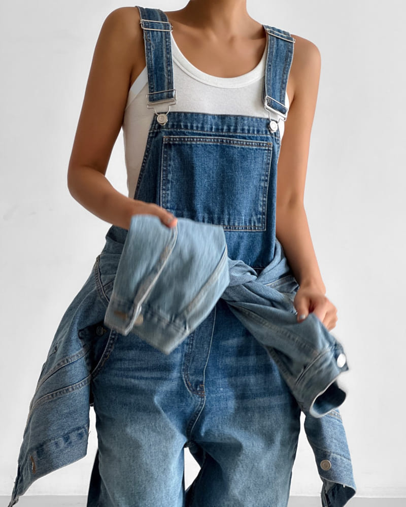 Paper Moon - Korean Women Fashion - #momslook - classic blue jeans denim overalls  - 2