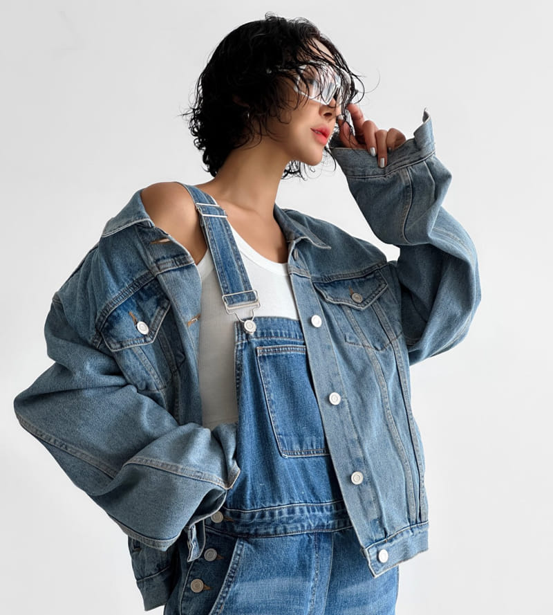 Paper Moon - Korean Women Fashion - #momslook - classic blue jeans denim overalls  - 6