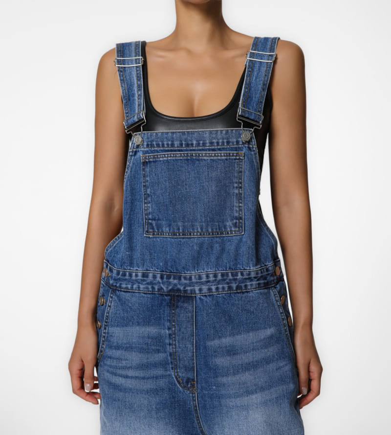 Paper Moon - Korean Women Fashion - #momslook - classic blue jeans denim overalls  - 8