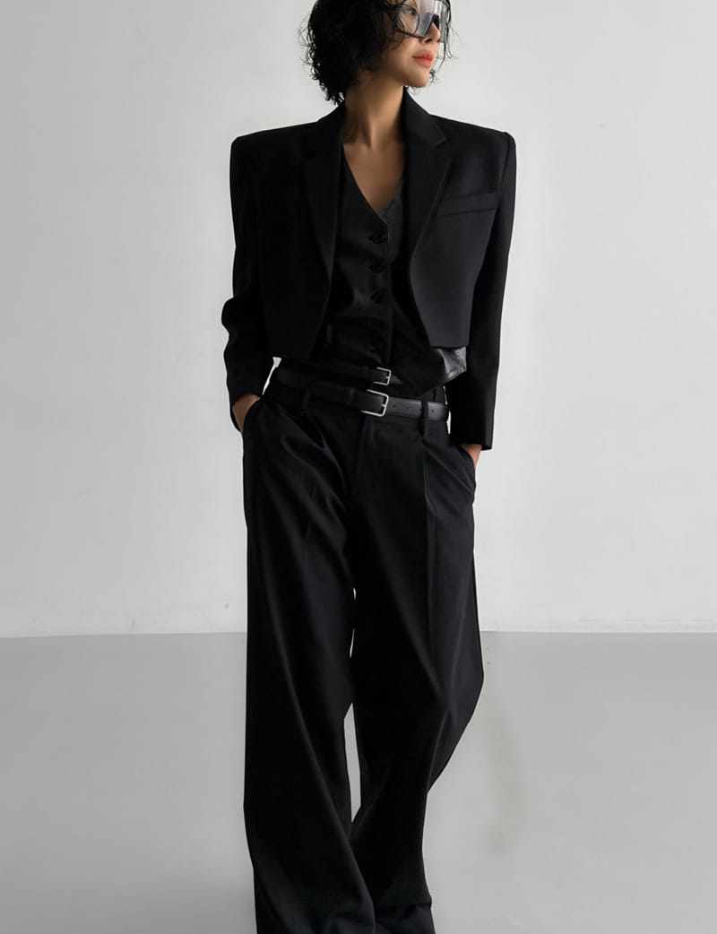 Paper Moon - Korean Women Fashion - #momslook - double waisted pin - tuck wide trousers - 8