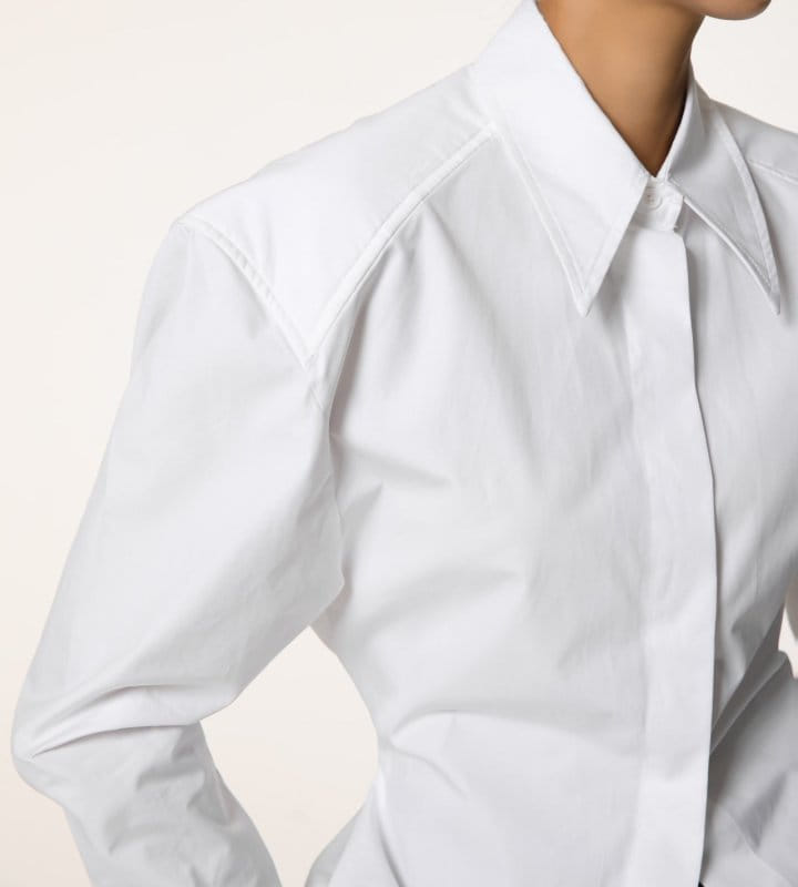 Paper Moon - Korean Women Fashion - #pursuepretty - padded shoulder button down cotton shirt