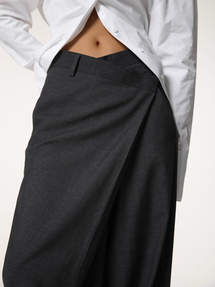 Paper Moon - Korean Women Fashion - #restrostyle - asymmetry pin tuck wide maxi trousers