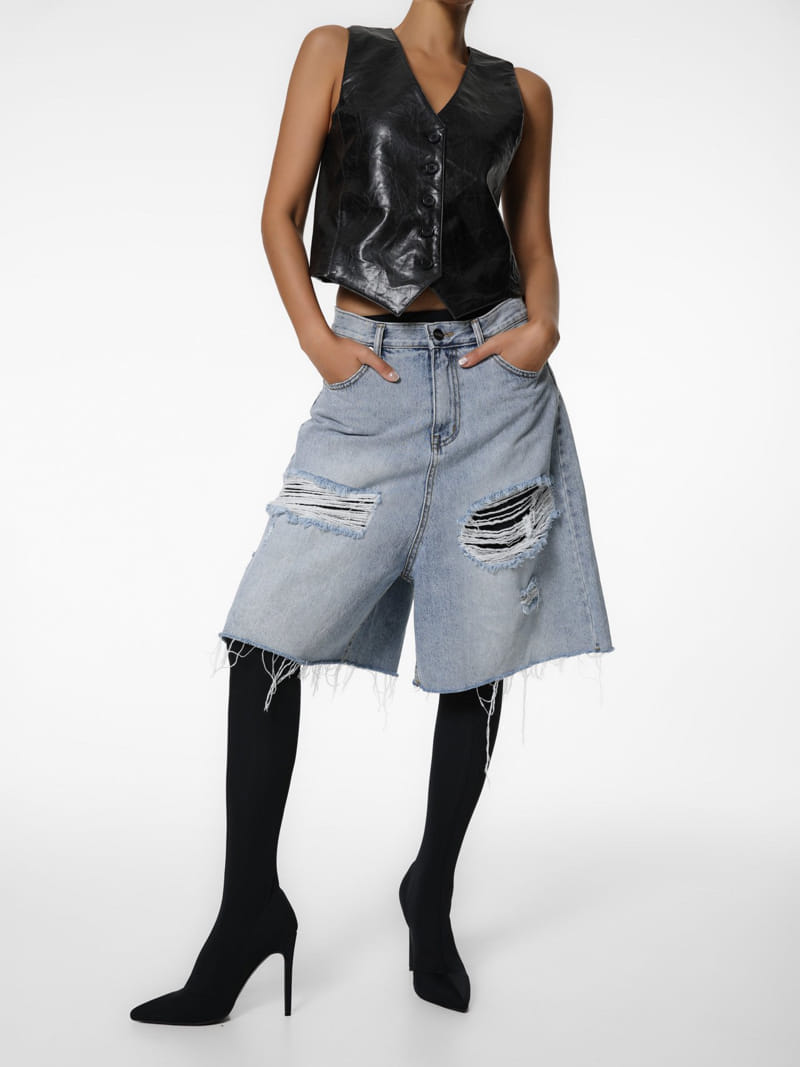 Paper Moon - Korean Women Fashion - #thelittlethings - destroyed bermuda denim jeans - 10