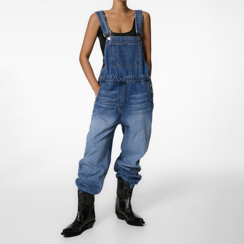 Paper Moon - Korean Women Fashion - #womensfashion - classic blue jeans denim overalls  - 7