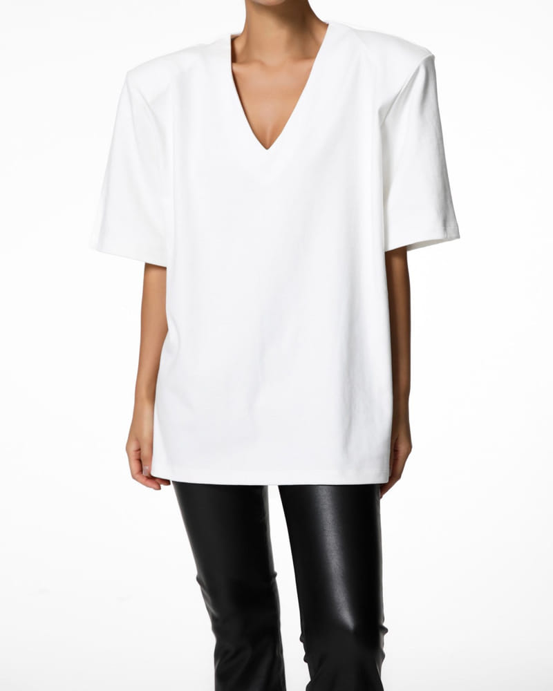 Paper Moon - Korean Women Fashion - #womensfashion - maxi shoulder padded deep Tee