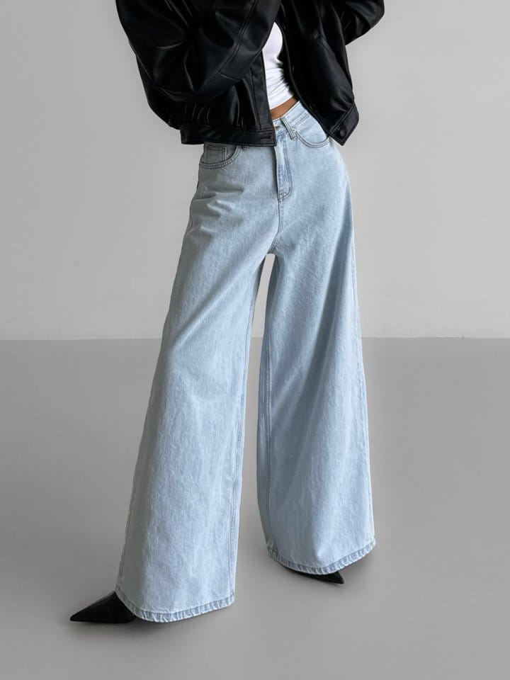 Paper Moon - Korean Women Fashion - #womensfashion - iced blue wide leg flared denim jeans