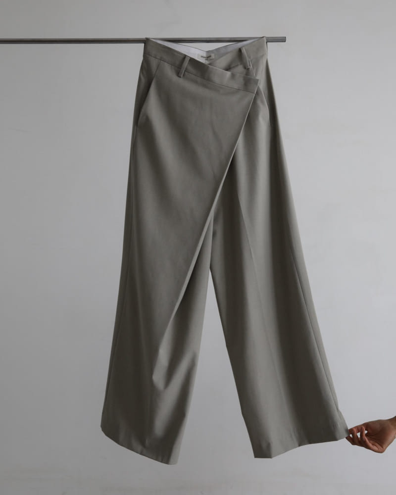 Paper Moon - Korean Women Fashion - #womensfashion - asymmetry pin tuck wide maxi trousers - 7